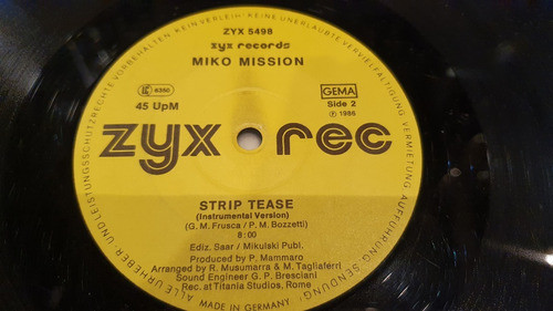 Miko Mission Strip Tease Vinilo Maxi Germany Zyx Tapa Generi 0