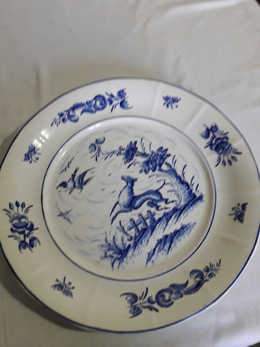 Gran Plato De Decoración Porcelana Española 34cm Impecable 0
