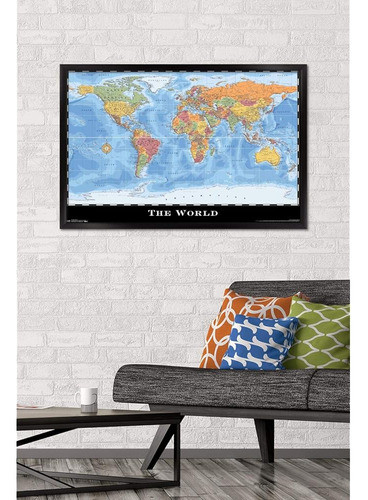 Trends International Map-world Wall Poster, 22.375  X 34 , V 1