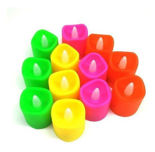 ´pack X12 Velas Flama Led Multicolor Souvenirs Fiestas Denbu 1