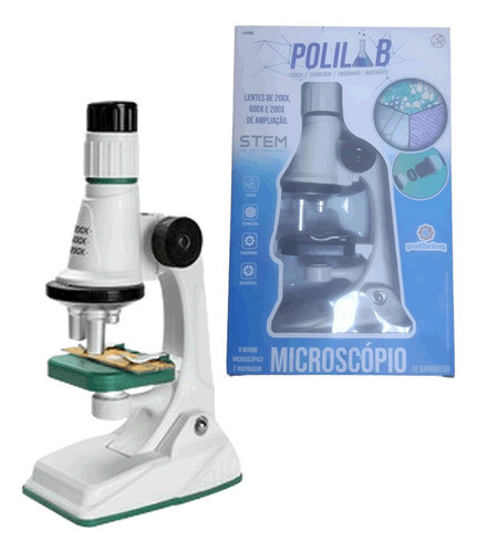 Brinquedo Microscópio Polilab Stem Lentes Até 1200x 0