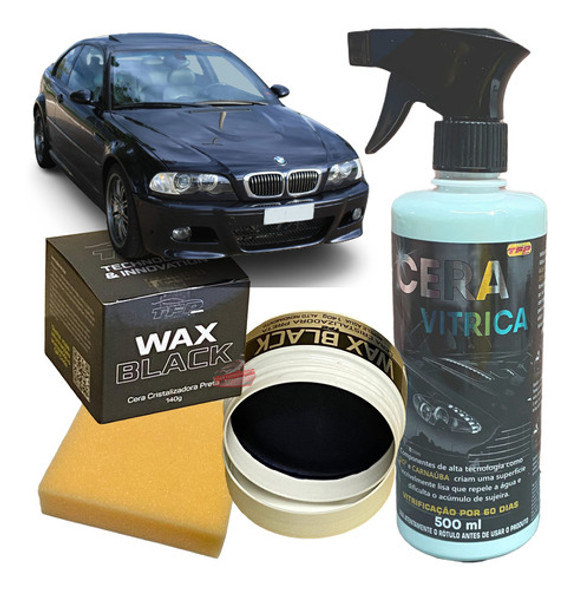 Cera Cristalizadora Carro Preto Prata Cinza + Cera Vitrica 1