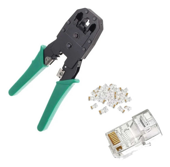 Combo Pinza Crimpeadora Triple Rj45/11/9 + 100 Fichas Rj45 0 Combo Pinza Crimpeadora Triple Rj45/11/9 + 100 Fichas Rj45 0