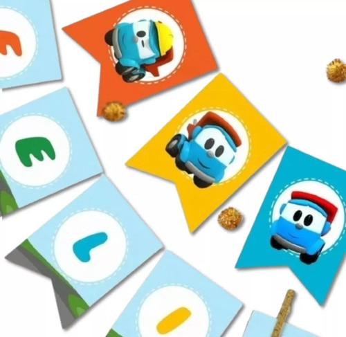 Banderín Feliz Cumple Leo El Pequeño Camión 0