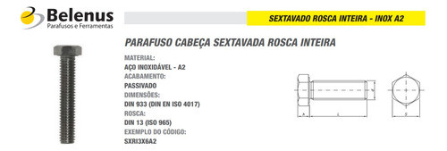 Parafuso Sextavado Rosca Inteira M8 X 150 Inox - 10 Unidades 1