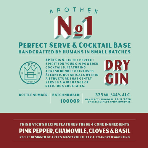 Handcrafted Dry Gin 375ml Apothek 1