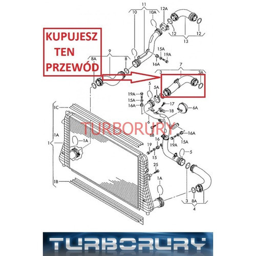 Manguera Inferior Intercooler - Turbo Vw Vento 2.0 Tdi 1