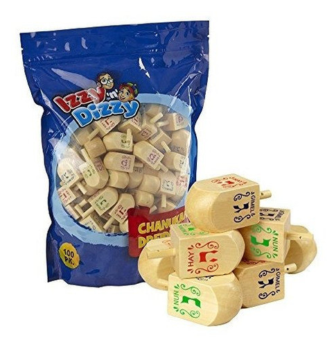 100 Dreidels Medianos De Madera - Clasico Juego De Dadon C 0