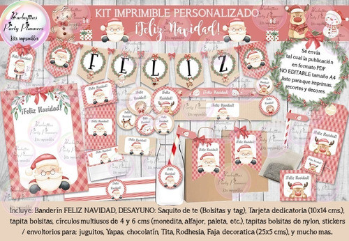 Kit Imprimible Candy Bar Desayuno Feliz Navidad Pdf A4 1