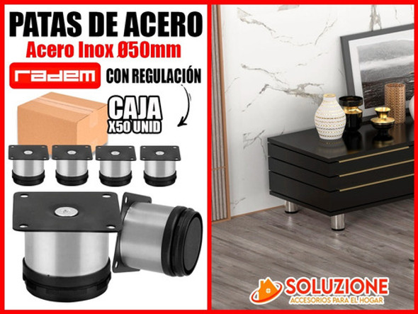 Pata Bajo Mesada Acero Inoxidable 50mm X 50 Unidad Regulable 1