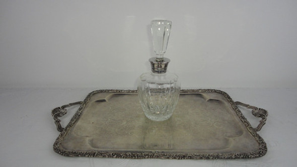 Fino Perfumero De Cristal Tallado Antiguo Con Tapon Miralo 0