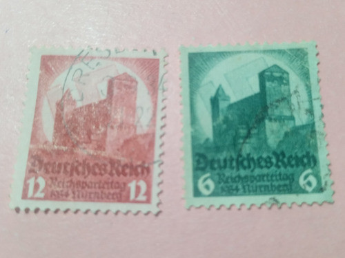 Alemania Reich 2 Estampillas 1934 Congreso Nurenberg 0