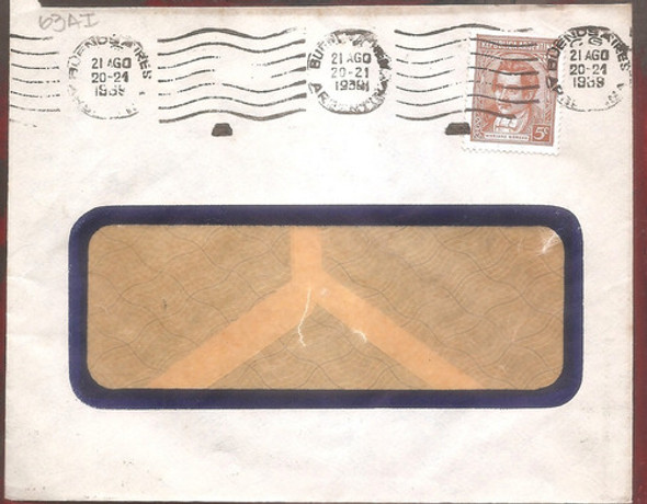 Argentina 1939  Sobre Circulado  Numero 63ai 0