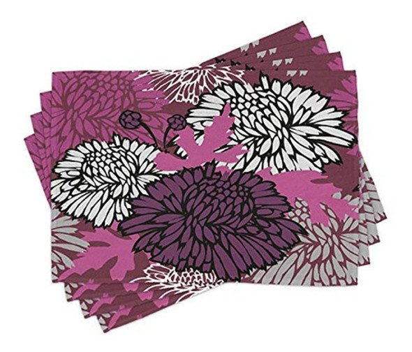 Juego De 4 Manteles Individuales Ambesonne Dahlia, Dibujo De 0