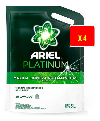 Jabón Liquido Para La Ropa Ariel Limpieza Profunda 3lt X 4 U 0