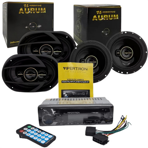 Kit Som Radio Vipertron + Alto Falantes Hurricane 6 + 6x9 1
