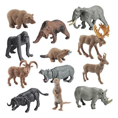 12 Peças Estatuetas De Animais Selvagens, Estilo B 0