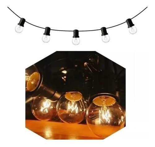 Guirnalda De Luces 10 Metros + Lamparas Kermesse Vintage Ext 0