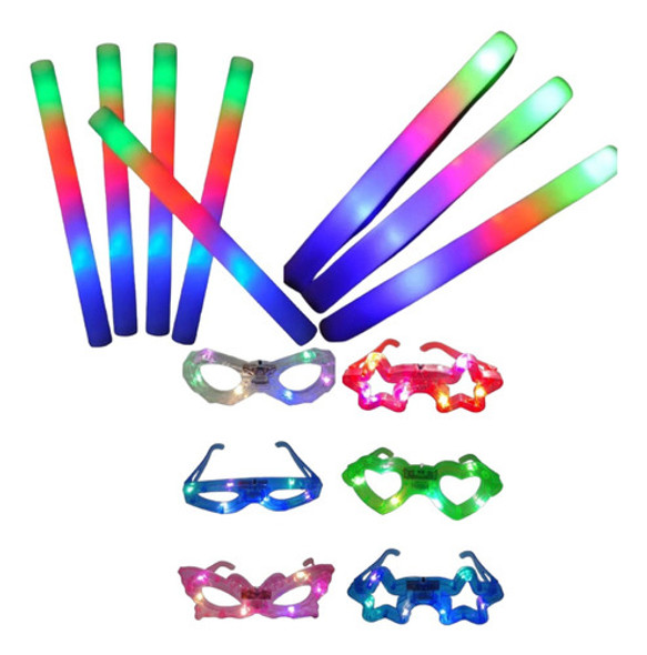 Pack Cotillon Luminoso Led 24 Rompecocos + 24 Lentes Flogger 0
