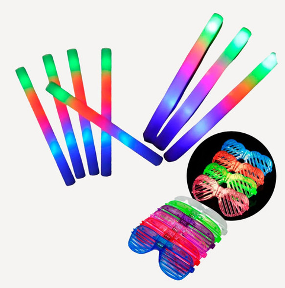 Pack Cotillon Luminoso Led 24 Rompecocos + 24 Lentes Flogger 1