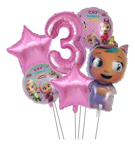 Pack De 6 Globos Bebes Llorones , Numero Y Muñeco 80.cm 0