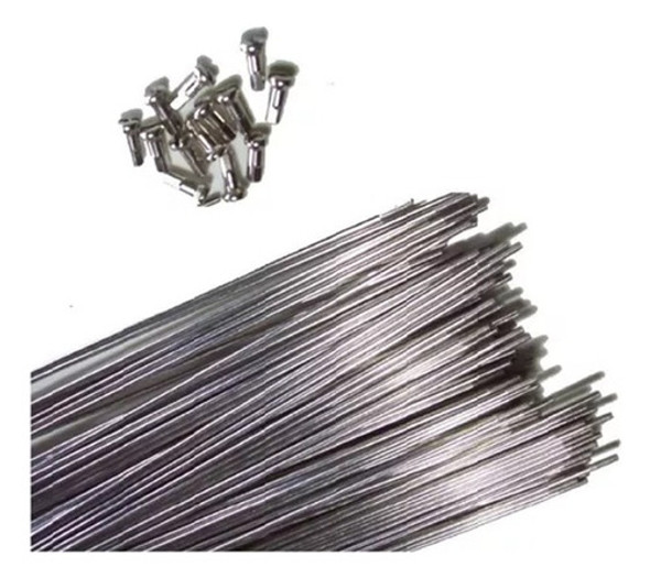 Jogo De 36 Raios Inox 170 Mm 2,5 Mm C/ Niples Para Bicicleta 1