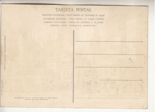 Postal Vista Kavanagh Buenos Aires Pintura De Juan Padern 1