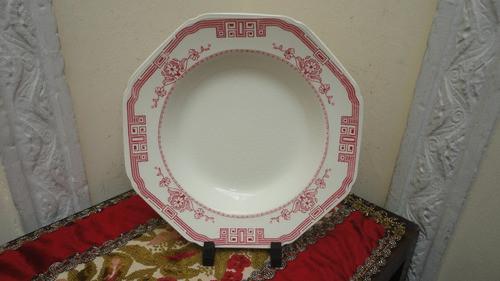 Plato Hondo Loza Inglesa Antiguo Lindo Diseño Miralo 0