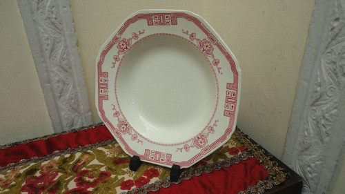 Plato Hondo Loza Inglesa Antiguo Lindo Diseño Miralo 1