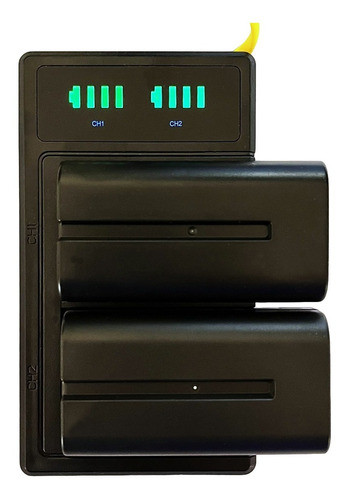 2baterías Tipo Sony Np F550 + Cargador Doble Con Display Luz 0