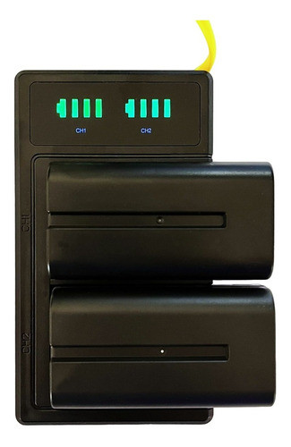2baterías Tipo Sony Np F550 + Cargador Doble Con Display Luz 1