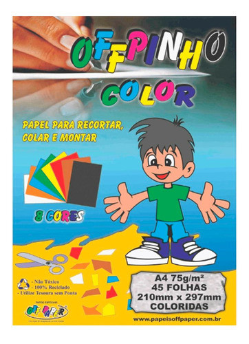 Bloco Colorido Criativo A4 75g 45fls 8 Cores Off Paper 0