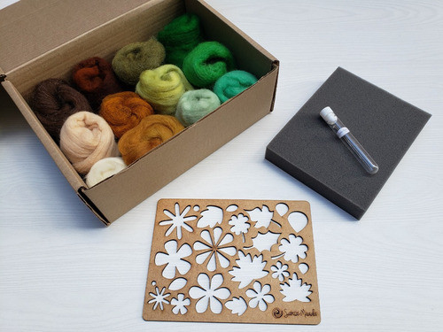 Kit Feltragem Completo-lã 12 Cores 144g+2 Agulhas+base+molde 1