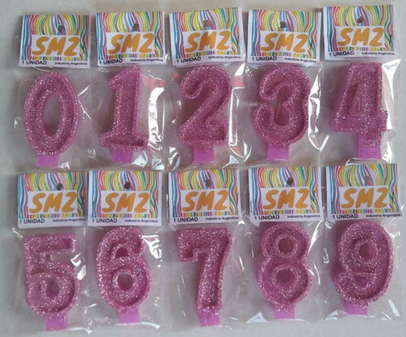 Vela Número Con Glitter 7.5x4cm Blister Cumpleaños Por Mayor 1