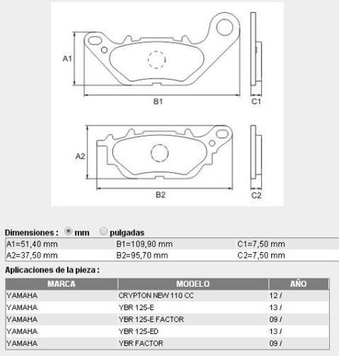 Pastillas De Freno Frasle Pd-891 Crypton New; Ybr 125 Ed 1