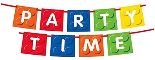 Banner De Fiesta De Cumpleaños De Bloques De Construcción 1