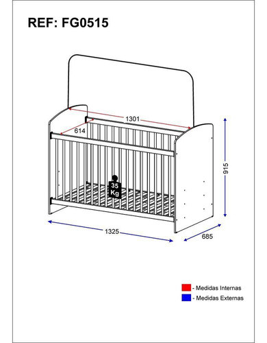 Berço Para Colchão 60 X 130 Cm Ana Lívia Multimóveis Branco 1
