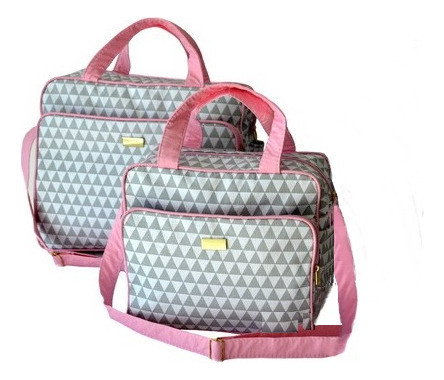 Kit Bolsa Mala Mamãe Mochila Passeio Enxoval - Rosa - 3 Pçs 1