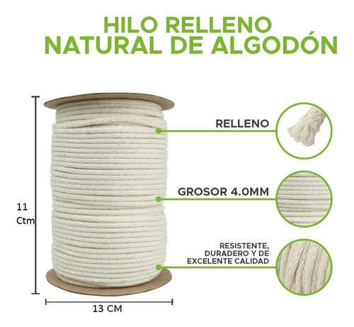 Hilo Piolin Algodon Nº 96 165 Mts 1kg Albañil Crudo Macramé 1