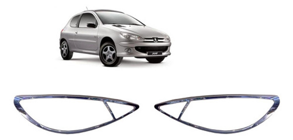 Mascara Cubre Marco Optica Faros Delantero  206 207 Cromado 0