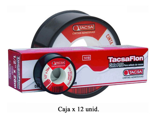 Pack 12 Rollos Cinta De Teflon 1/2 X 20m Sellado De Roscas 1