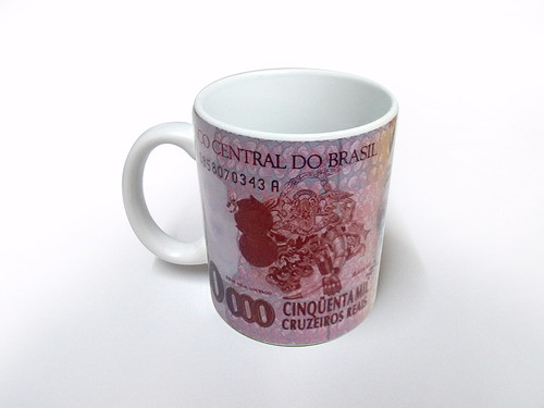 Caneca Decorada Cédula Brasileira Baiana 50000 Cruzeiros 1