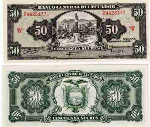Billete De Ecuador De 50 Sucres Del Año 1984 Sin Circular 0