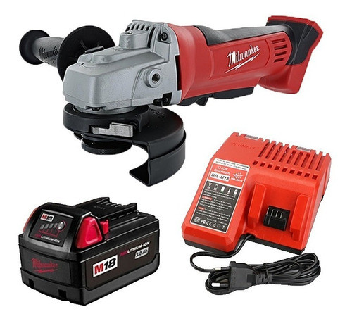 Amoladora Milwaukee 4 1/2 18v + Batería 3 Amp + Cargador 0