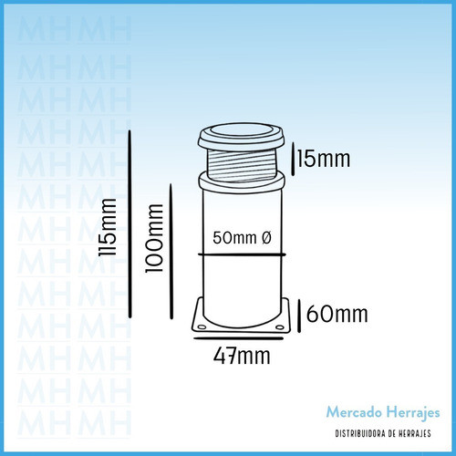 Pata De Acero Cromo Brillante Ø50mm Regulable 100mm X 4 Unid 1