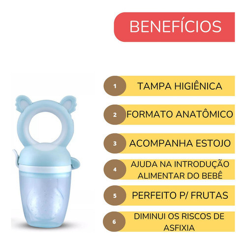 Chupeta Frutinha Silicone Introdução Alimentar Bebê Mordedor 1