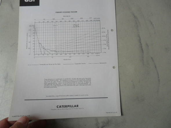 Folleto Caterpillar 651 Antiguo Trailla Tractor Cat Diesel 1