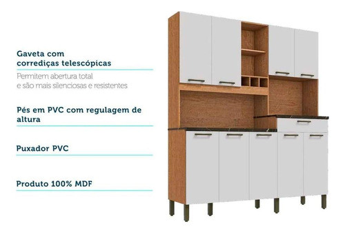 Kit Cozinha Compacta Merlot Prime 9ptas 1gav Castanho/branc 1