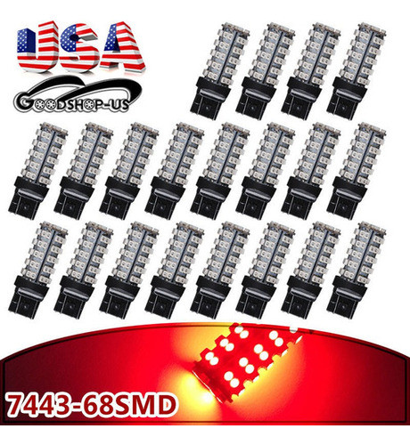 20 X Rojo Puro 7443 7440 T20 Doble Filamento 68 Smd Led Turn 1