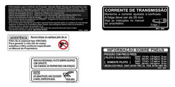 Decalques  De Advertência Honda Pop 100 - Frete Grátis 0